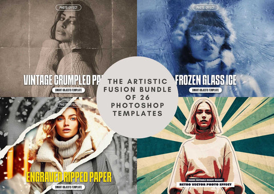 The Artistic Fusion Bundle Of 26 Photoshop Templates - Photoboto