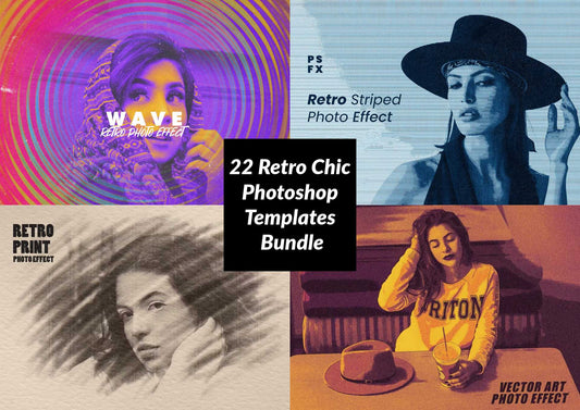 22 Retro Chic Photoshop Templates Bundle