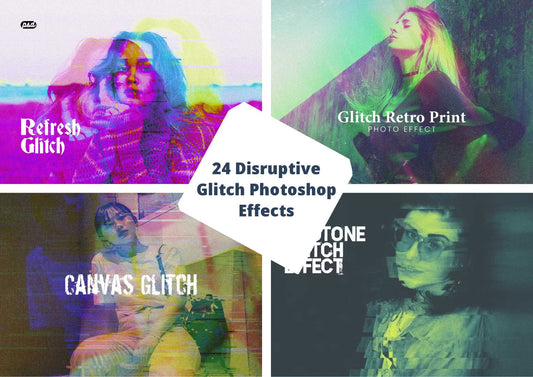 24 Disruptive Glitch Photoshop Effects