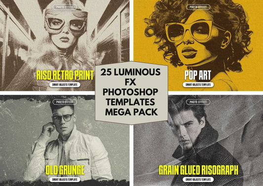 25 Luminous FX Photoshop Templates Mega Pack - Photoboto