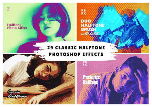 29 Classic Halftone Photoshop Effects