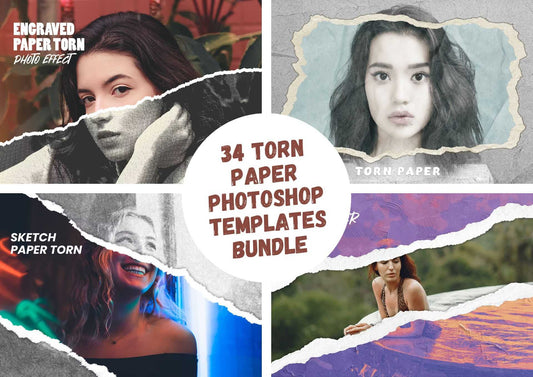34 Torn Paper Photoshop Templates Bundle