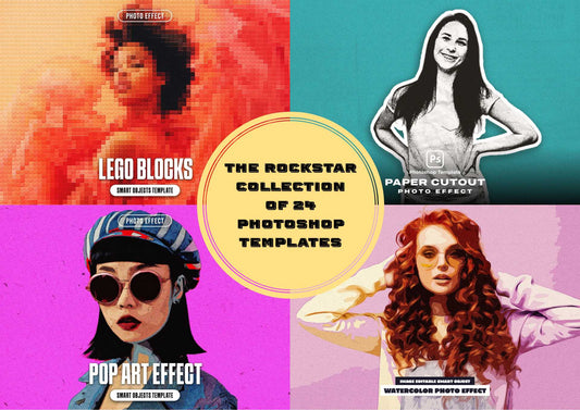 The Rockstar Collection of 24 Photoshop Templates - Photoboto